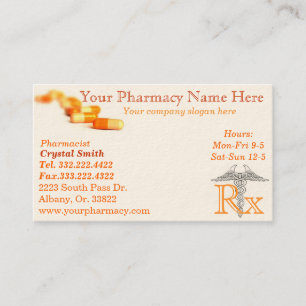 Pharmacy Pharmacist Medication List Business Card