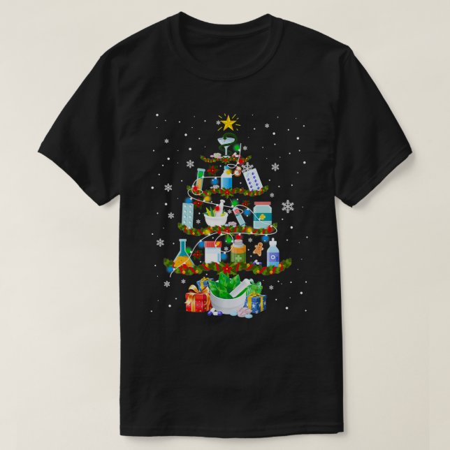 Pharmacy Pharmatree Christmas Tree Medication Phar T-Shirt (Design Front)
