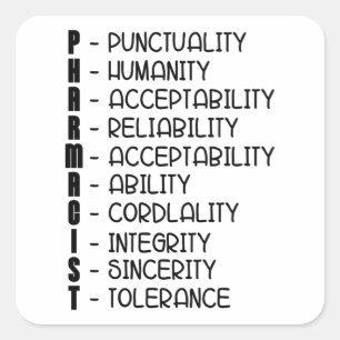 Pharmacy Quote Medicine Technician Pharmacist Tech Square Sticker
