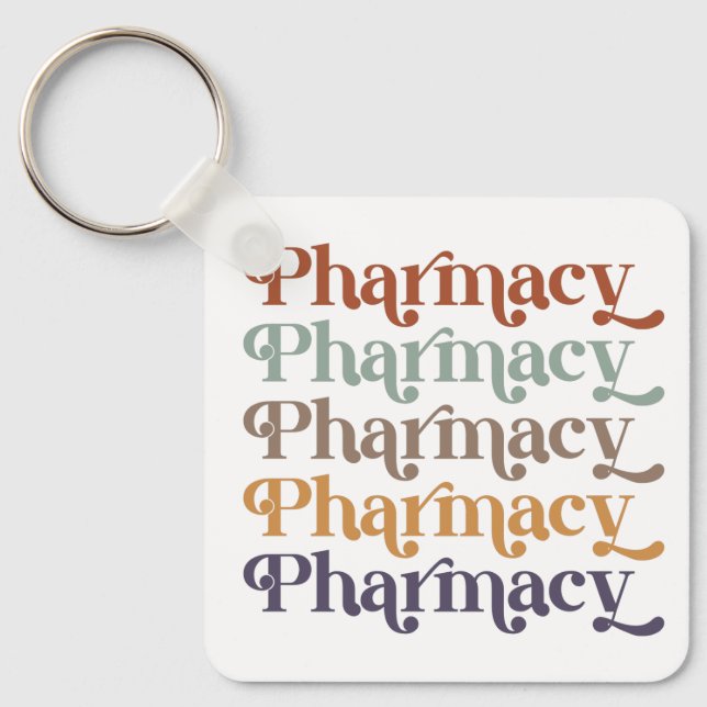 Pharmacy Retro Pharmacist Pharmacy Student Gift Key Ring (Front)