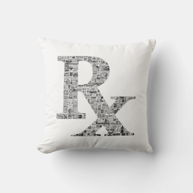 Pharmacy Rx Apothecary Mortar and Pestle Icon Cushion (Front)