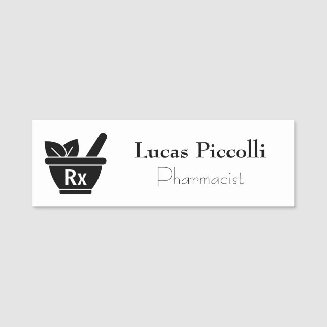 Pharmacy RX Logo Professional Pharmacist  Name Tag (Front)