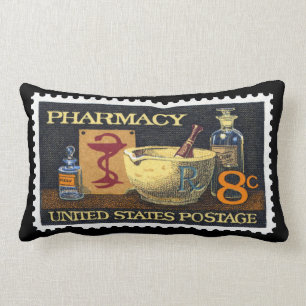 Pharmacy Rx Stamp~Pharmacist ~Druggist~Apothecary Lumbar Cushion
