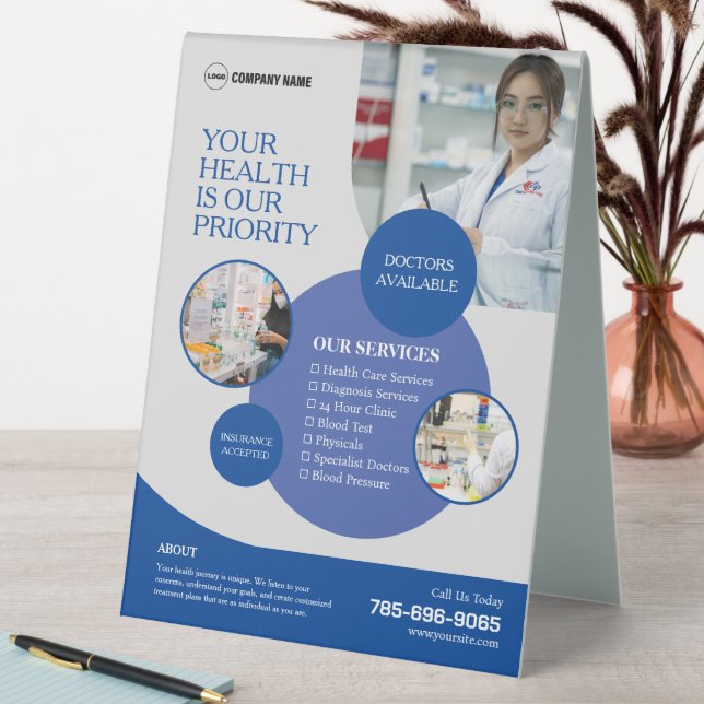 Pharmacy Services Custom Table Tent Sign (In SItu (Table))