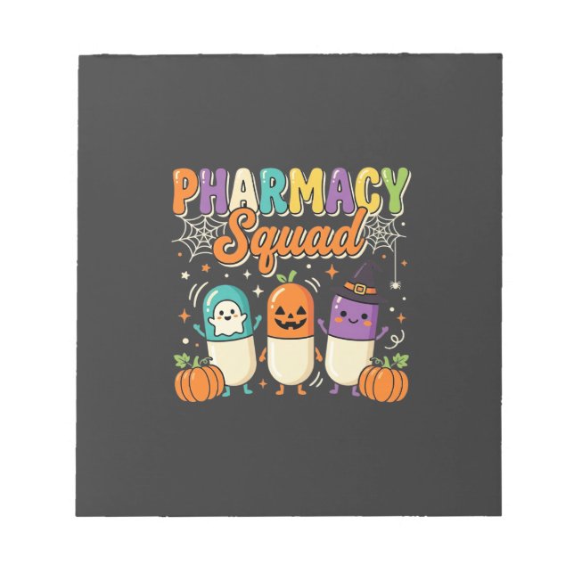 Pharmacy Squad Halloween Ghost Pills Design_1 Notepad (Front)