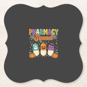 Pharmacy Squad Halloween Ghost Pills Design_1 Paper Coaster