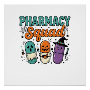 Pharmacy Squad Halloween Vintage Vector Shirt Desi Poster