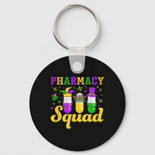 Pharmacy Squad Mardi Gras Pharmacist Technician Key Ring