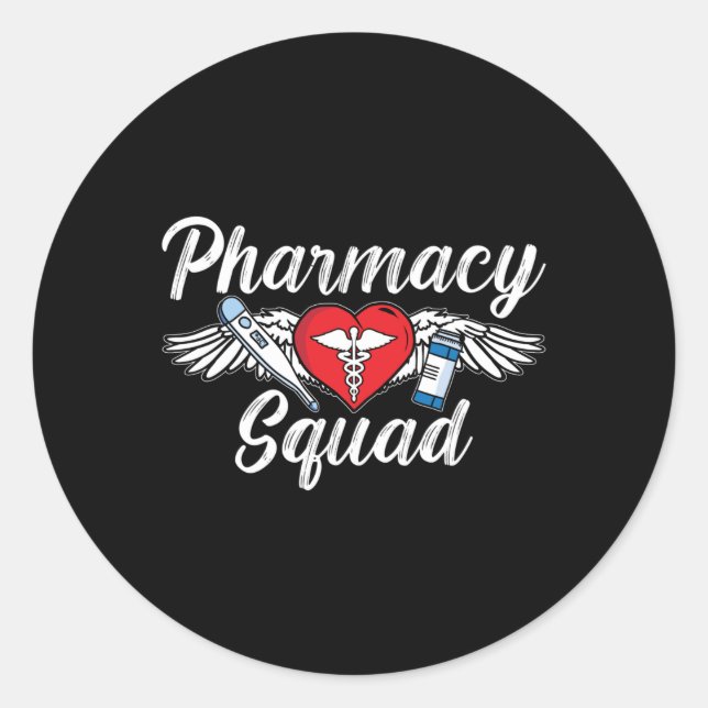 Pharmacy Squad Technician Medicine Tech Pharmacist Classic Round Sticker (Front)