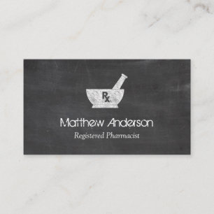 Pharmacy Symbol Mortar and Pestle - Chalkboard Business Card