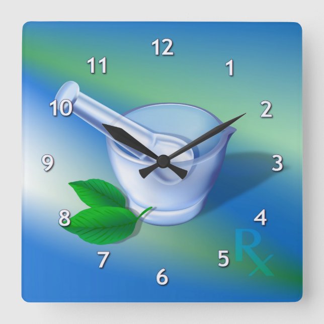Pharmacy Symbol Square Wall Clock (Front)
