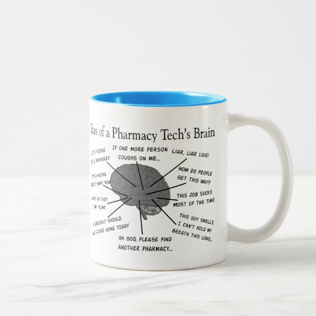 Pharmacy Tech "Atlas of Pharmacy Tech Brain" Two-Tone Coffee Mug (Right)