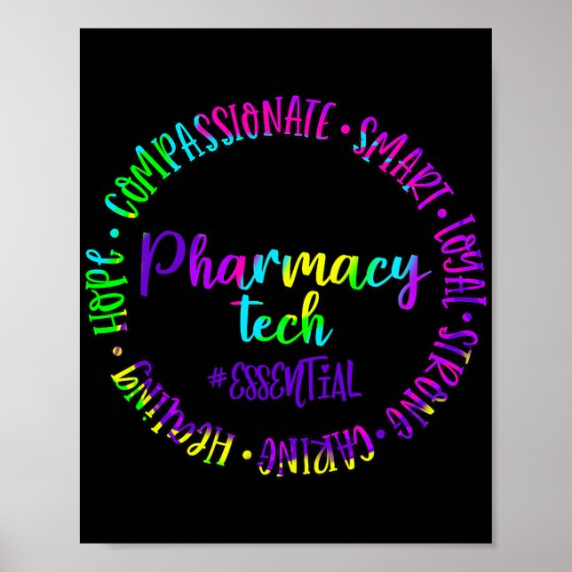 Pharmacy Tech Caring Strong Essential Smart Royal Poster (Front)