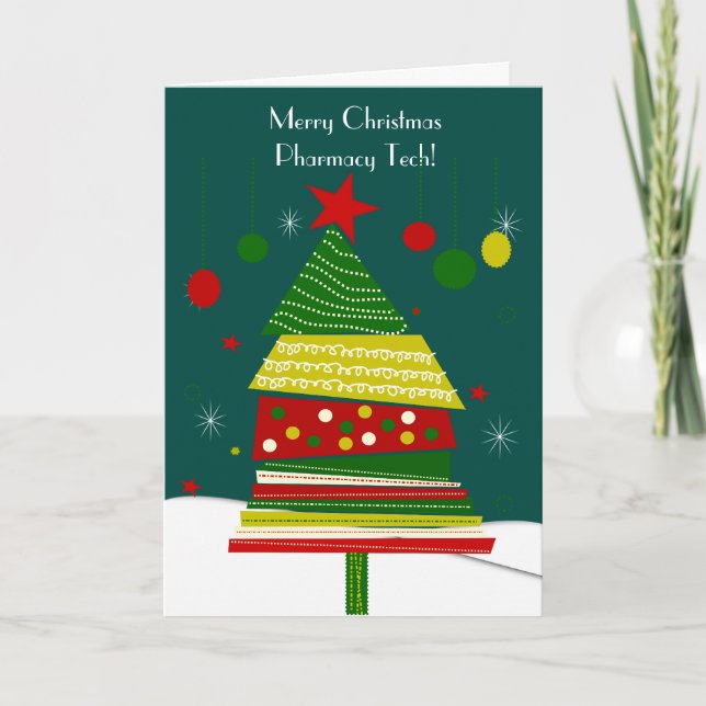 Pharmacy Tech Christmas Cards #6 Tree Design (Front)