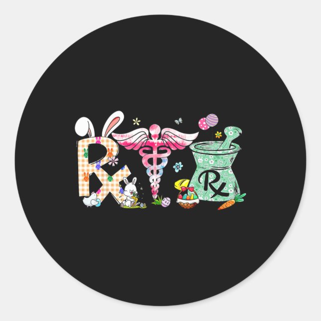Pharmacy Tech Easter Day Pharmacist Certified Phar Classic Round Sticker (Front)