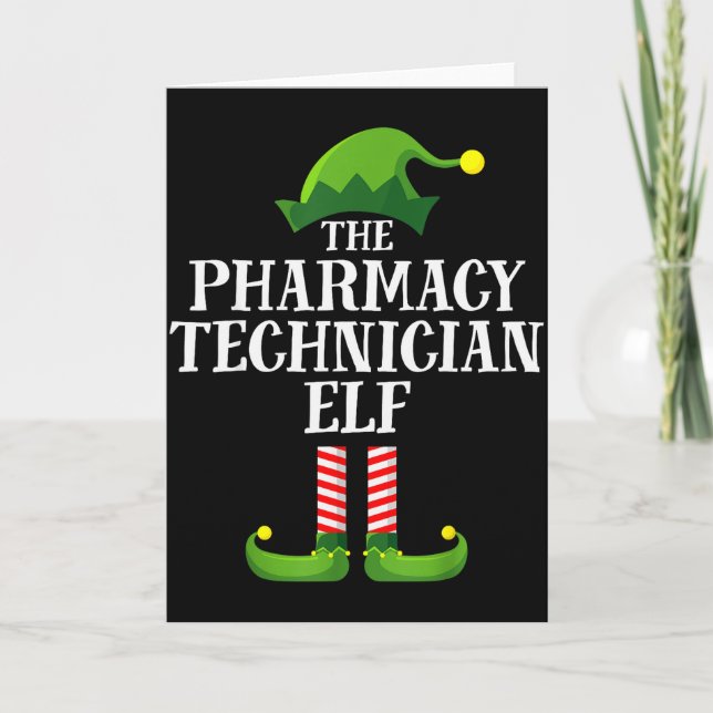 Pharmacy Tech Elf Matching Family Group Christmas  Card (Front)