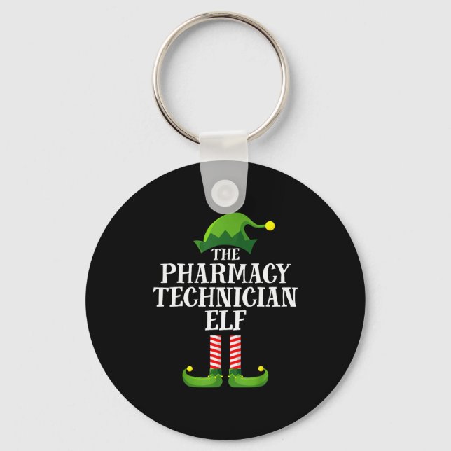 Pharmacy Tech Elf Matching Family Group Christmas  Key Ring (Front)