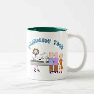 Pharmacy Tech Gifts Stick People Design Two-Tone Coffee Mug