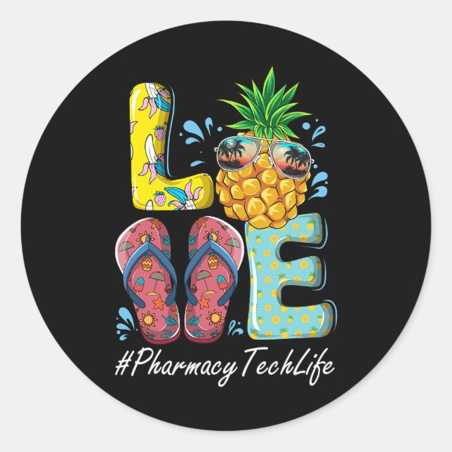 Pharmacy Tech Hello Summer Happy Last Day School Classic Round Sticker (Front)