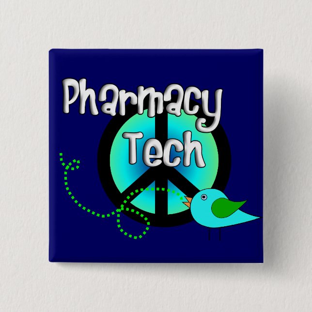 Pharmacy Tech Peace Sign Design Gifts 15 Cm Square Badge (Front)