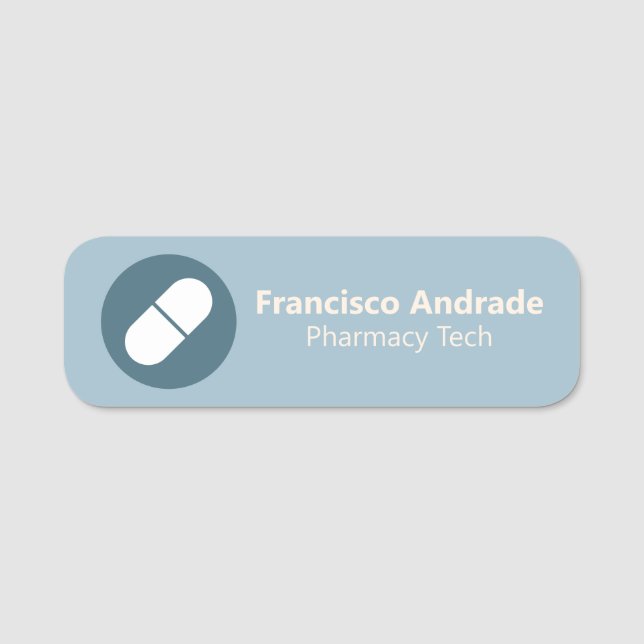 Pharmacy Tech Pharmacist Magnetic Decorative Pill Name Tag (Front)