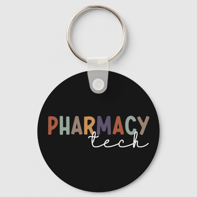 Pharmacy Tech Retro Pharmacy Technician Key Ring (Front)
