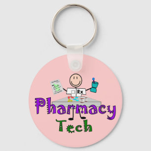 Pharmacy Tech Stick People Design Gifts Key Ring