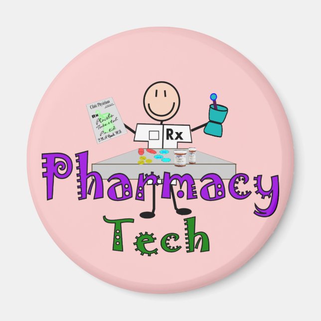 Pharmacy Tech Stick People Design  Magnet (Front)