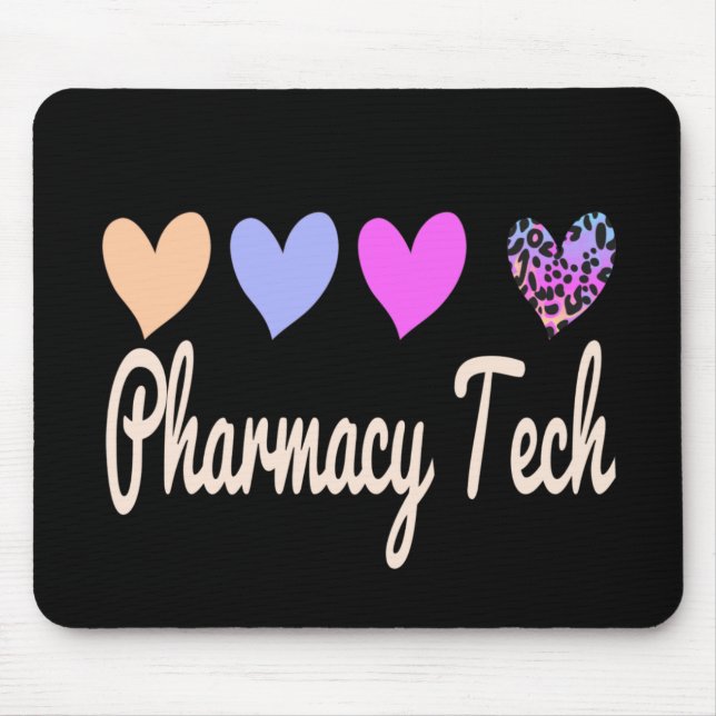 Pharmacy Tech Technician Gift Hearts Mouse Pad (Front)