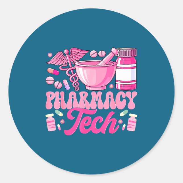 Pharmacy Tech Technician Pharmacist Student Classic Round Sticker (Front)