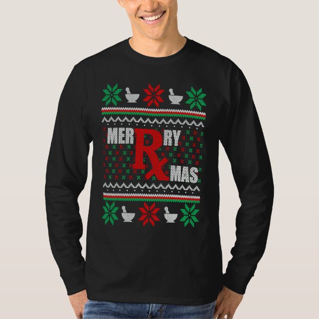 Pharmacy Tech Ugly Christmas Sweater Merry Xmas Ph (Front)