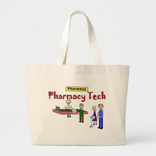 Pharmacy Tech With Customers Design Large Tote Bag