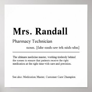 Pharmacy Technician Personalized Gift Poster