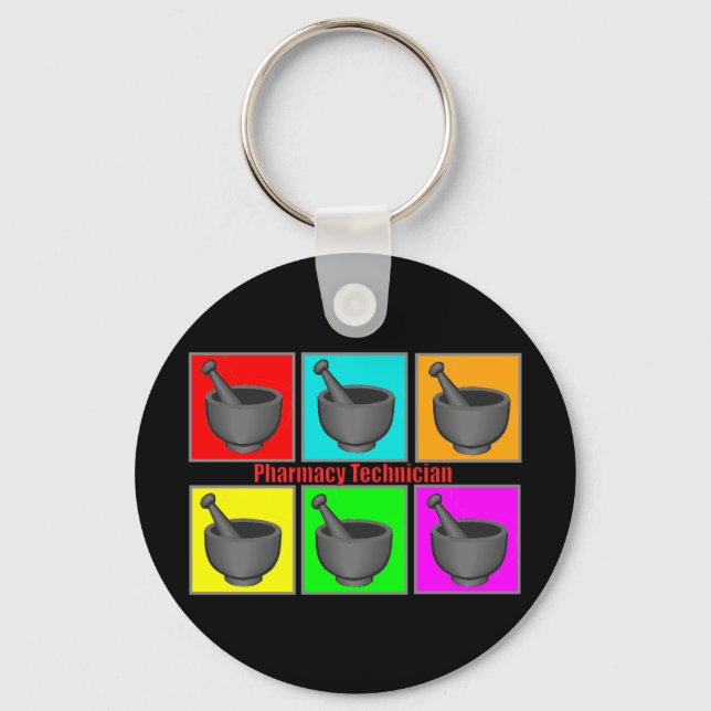 Pharmacy Technician Popart Gifts Key Ring (Front)