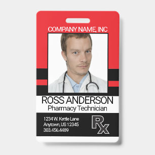 Pharmacy Technician - Red and Black ID Badge