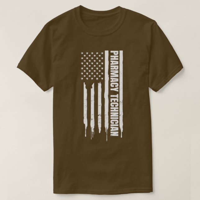 Pharmacy Technician Shirt Patriotic US American Fl (Design Front)