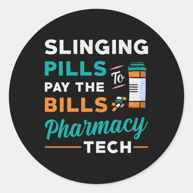 Pharmacy Technician Slinging Pills Pharmacist Gift Classic Round Sticker (Front)