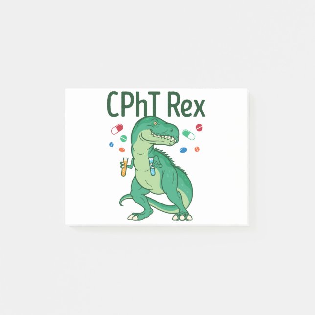 Pharmacy Technician Tech CPhT Rex Post-it Notes (Front)