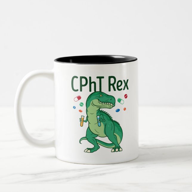 Pharmacy Technician Tech CPhT Rex Two-Tone Coffee Mug (Left)