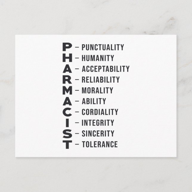 Pharmacy Technician Tech Pharmacist Medicine Postcard (Front)