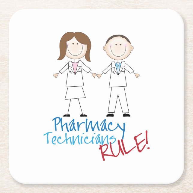 Pharmacy Technicians Square Paper Coaster (Front)