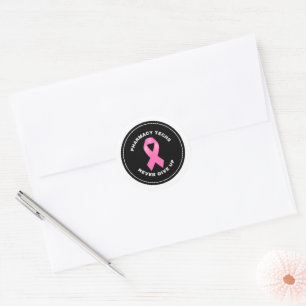 Pharmacy Techs Never Give Up Pink Ribbon Classic Round Sticker