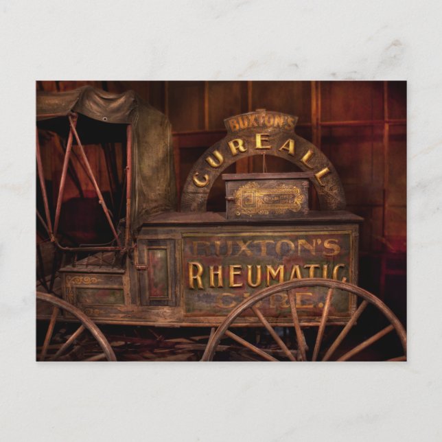 Pharmacy - The Rheumatic Cure wagon Postcard (Front)