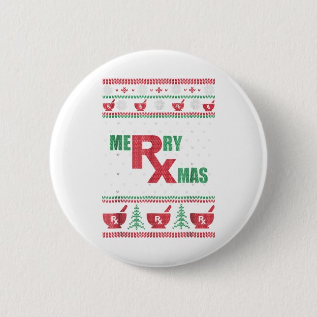 Pharmacy ugly christmas - merry xmas 6 cm round badge (Front)