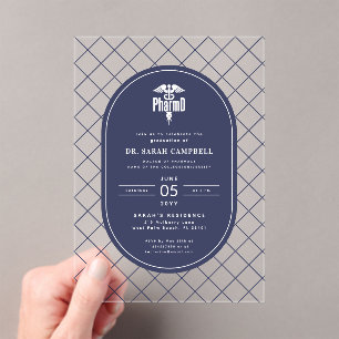 PharmD Doctor of Pharmacy Graduation Check Pattern Acrylic Invitations