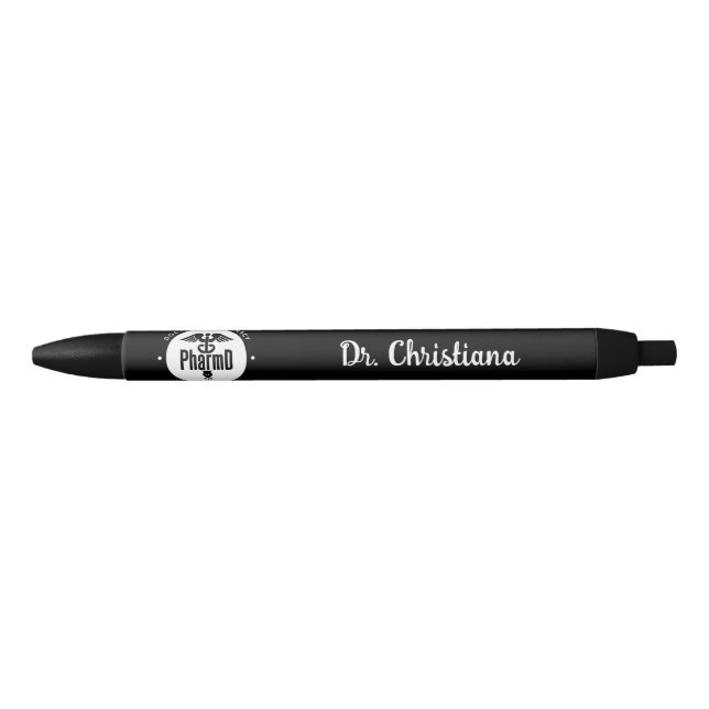 PharmD Doctor of Pharmacy Graduation Pharmacist Black Ink Pen (Front)