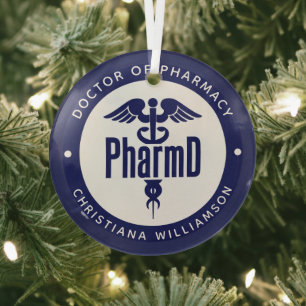 PharmD Doctor of Pharmacy Graduation Pharmacist Glass Tree Decoration