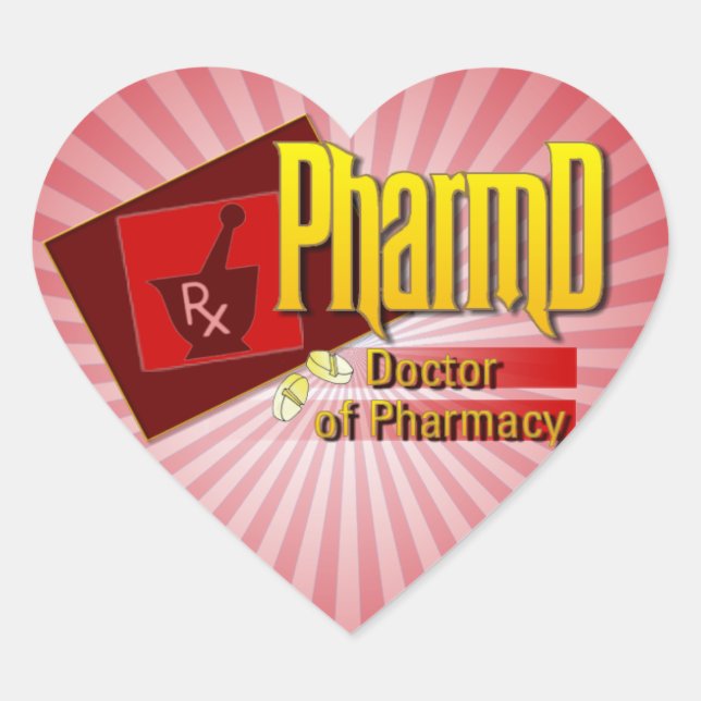 PharmD Doctor of Pharmacy LOGO Heart Sticker (Front)