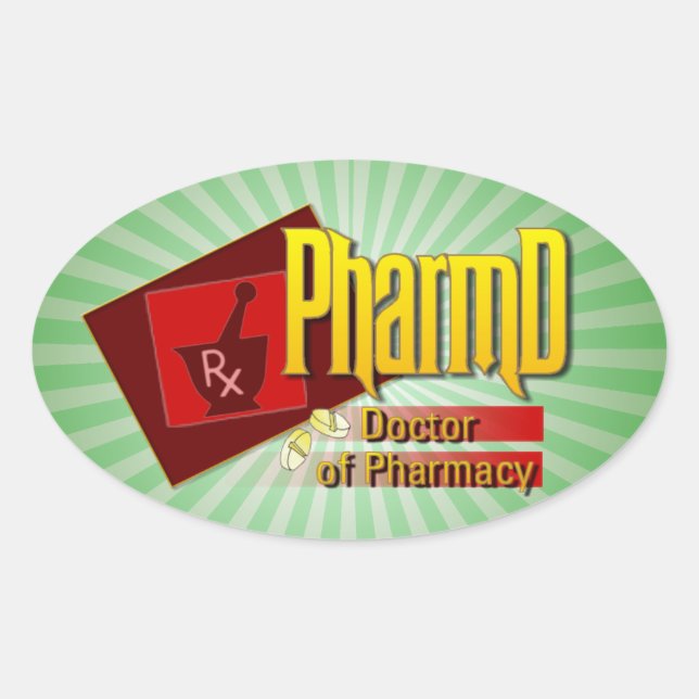PharmD Doctor of Pharmacy LOGO Oval Sticker (Front)