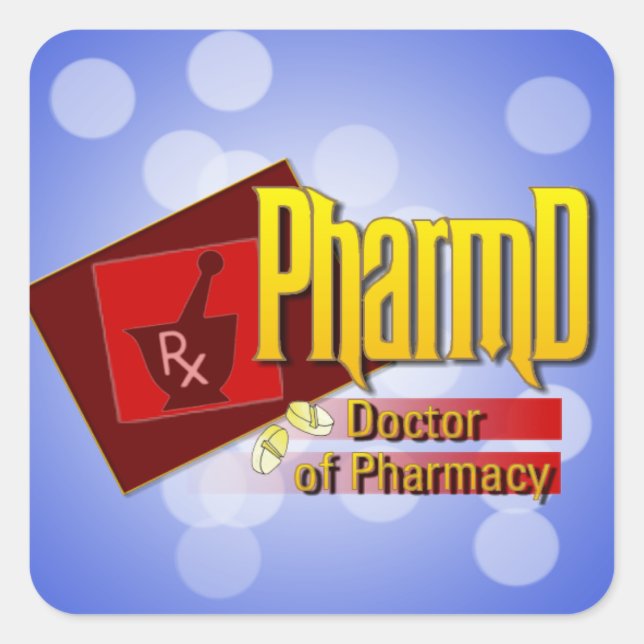 PharmD Doctor of Pharmacy LOGO Square Sticker (Front)